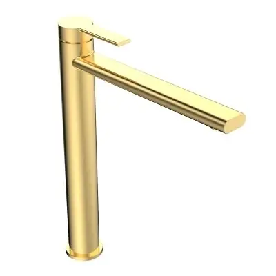 Superprijs Rondo wastafelmengkraan hoog mat goud