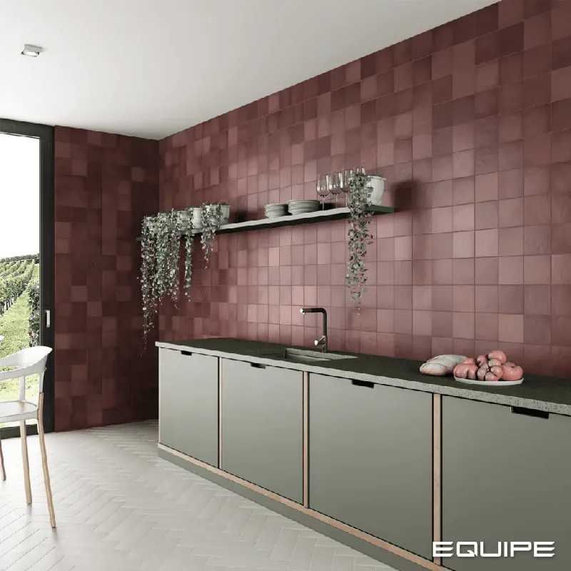 Voordeelprijs Tegels handvorm Targma Burgundy 6,5x20cm