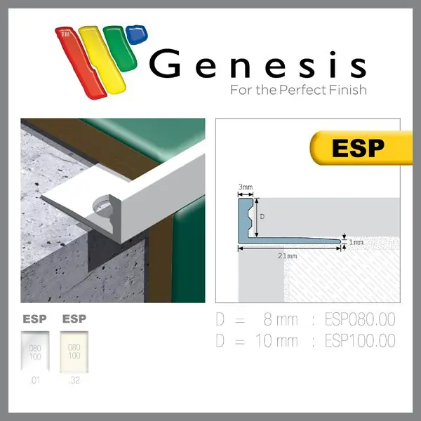 Meest Verkocht Tegelstrip esp080.01 kunststof recht - wit 2,5m x 8mm