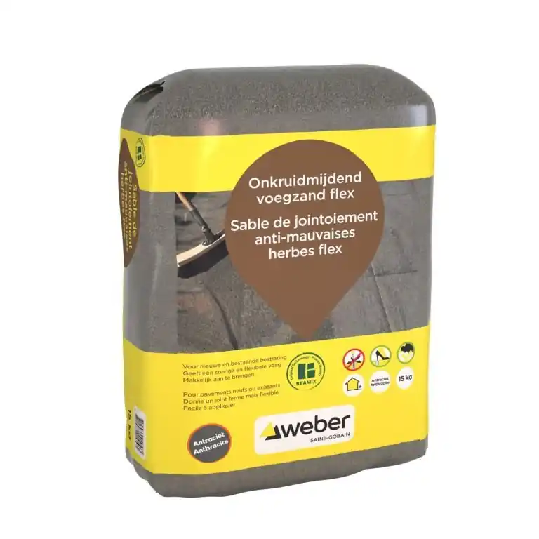 Op = Op Voegzand Weber Onkruidmijdend Flex Antraciet 15Kg
