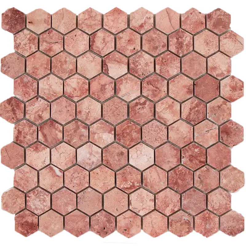 SAM Mosaic Hexagon Plain Red Travertine Direct Verzonden