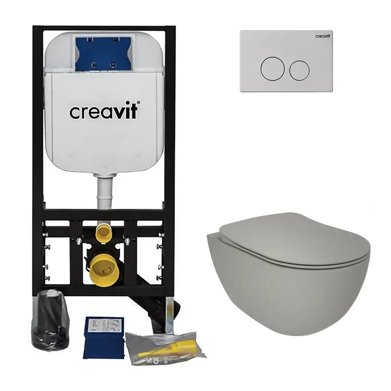 Creavit Duck Toiletbril D-Vorm – Softclose & Quick Release – Duroplast – Koel Grijs Premium