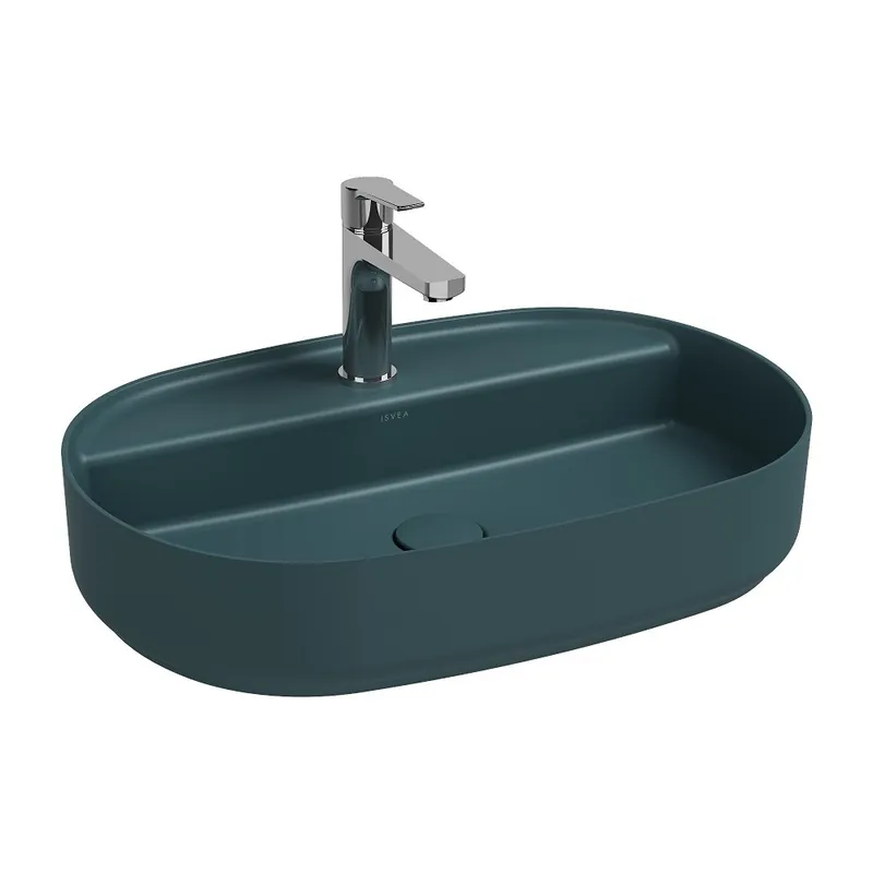 ISVEA Infinity Rechthoekige Wastafel 55 cm, Petrolgroen (Met Afvoerplug) Speciale Aanbieding