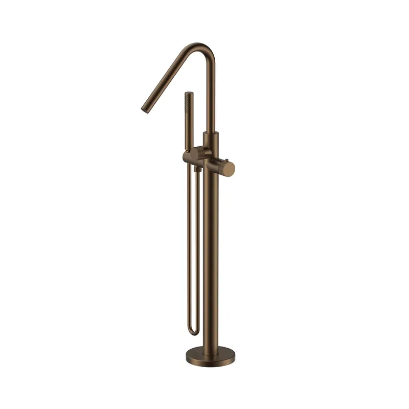 Bestel Nu STRIA Thermostatische Badmengkraan Opbouw met Ribbelknoppen – Bruin Brons (PVD)