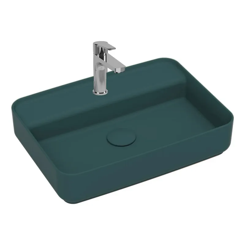 Exclusieve Aanbieding ISVEA Infinity Ronde Wastafel 42 cm Petrolgroen – Keramiek Opbouw Waskom Met Afvoerplug