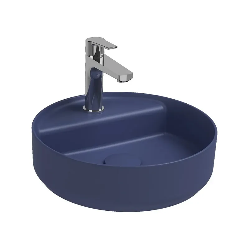 ISVEA Infinity Ovale Wastafel 60 cm Blauw – Keramiek Opbouw Waskom Met Afvoerplug Laatste Versie