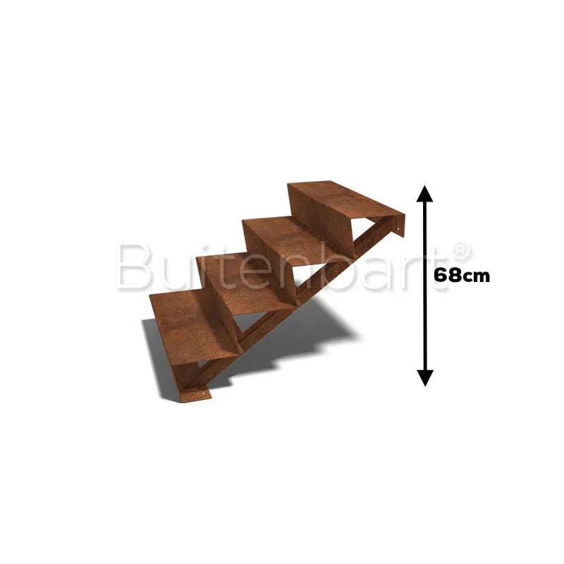 Hete Deal Cortenstaal Trap 4-treden, breedte 80cm