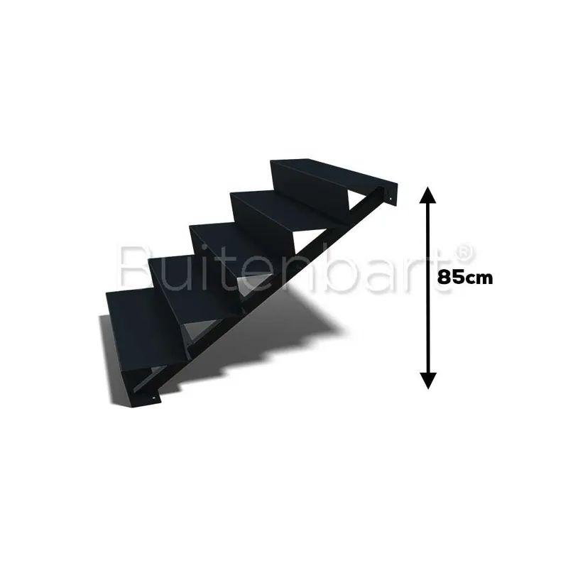 Gepoedercoat Staal Zwart Trap 5-treden, breedte 100cm Meest Verkocht