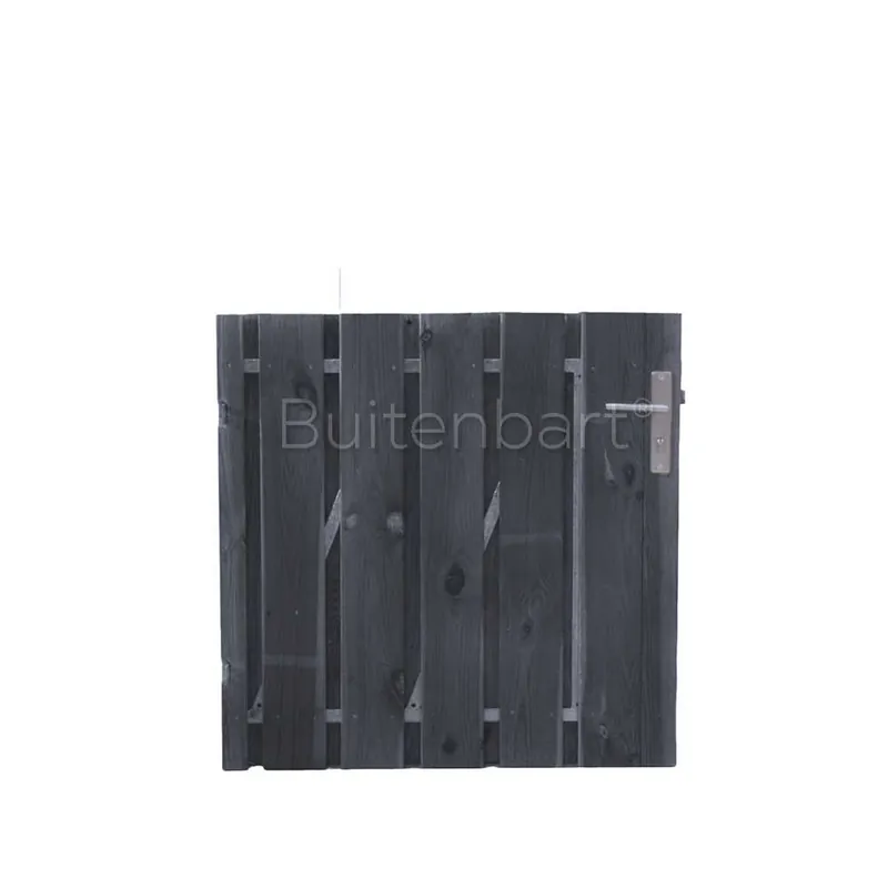Gratis Retour Tuinpoort Trendline Easy Grenen Zwart Gespoten Laag 100x100cm Linksdraaiend