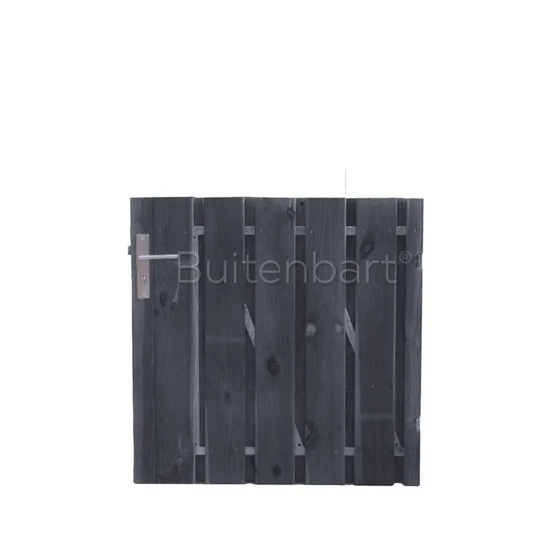 Direct Verzonden Tuinpoort Trendline Easy Grenen Zwart Gespoten Laag 110x100cm Linksdraaiend