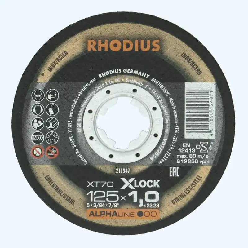 Doorslijpschijf INOX 125x1,0 X-Lock (Rhodius) Laatste Versie
