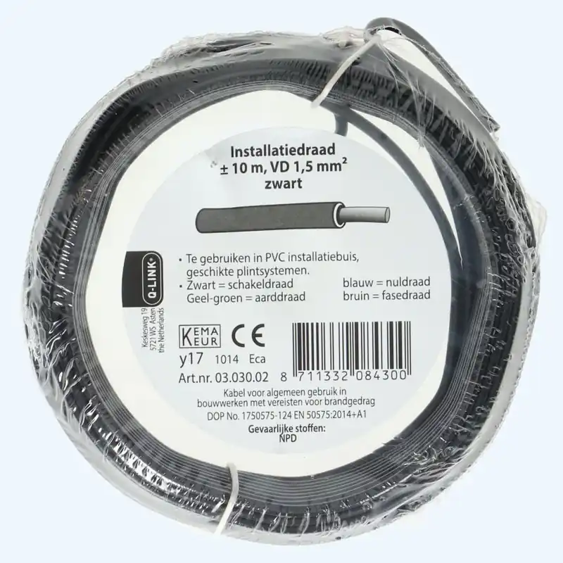 Installatiedraad 1,5mm2 zwart 10 meter kopen Exclusieve Aanbieding