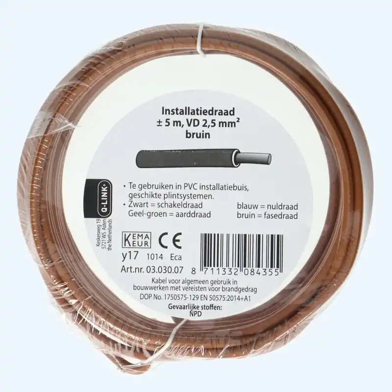 Installatiedraad 2,5mm2 bruin 5 meter kopen Exclusieve Aanbieding