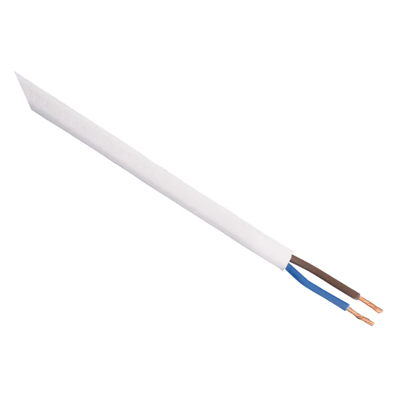 Huishoudsnoer Plat Belastbaar tot 1200W 2x0,75mm - 20mtr (Wit) Op = Op