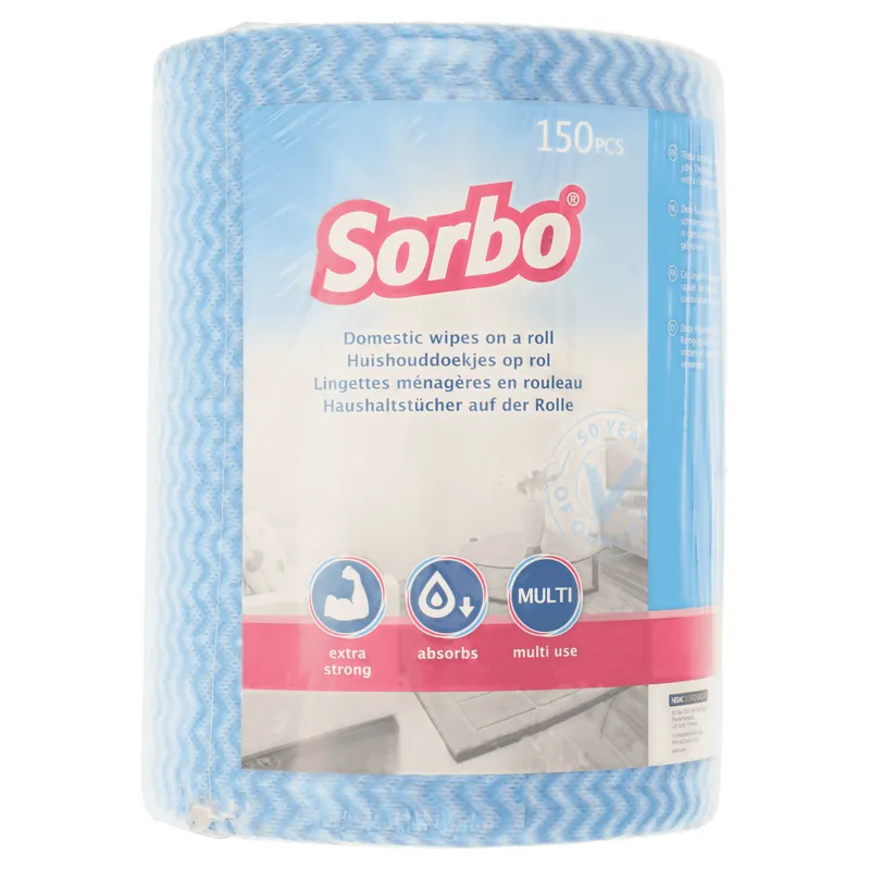 Direct Beschikbaar Sorbo Huishouddoekjes op rol (Blauw)