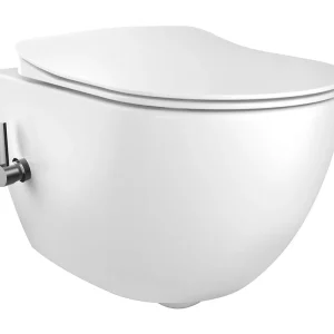 Beperkt Aanbod Creavit Rimoff Randloos Wandcloset met Bidet (Sproeier) en Koud Waterkraan - Wit