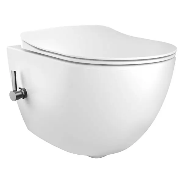 Creavit Rimoff Randloos Wandcloset met Bidet (Sproeier) en Warm/Koud Waterkraan - Mat Wit Uitverkoop