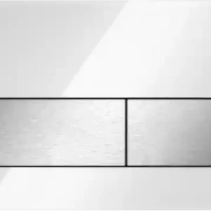 TECE Square Glazen Toilet Bedieningsplaat voor DuoSpoeling - Glas Wit - Toetsen Geborsteld RVS Koopje