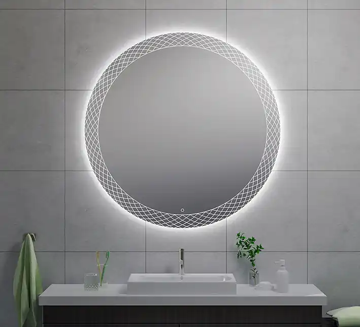 Hoge Kwaliteit Wiesbaden Deco Spiegel met LED Verlichting - Dimbaar - Spiegelverwarming - Rond - Ø120cm