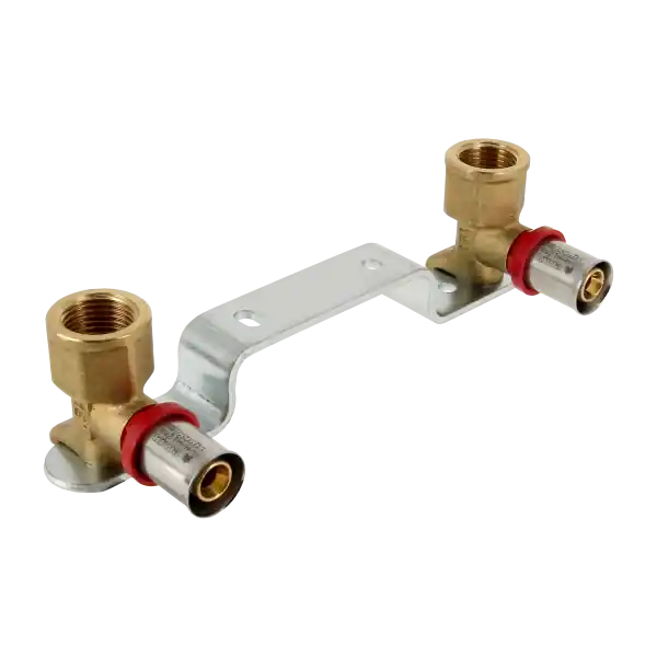 Gecertificeerd Bonfix Alu-Pers Dubbele Muurplaatkoppeling - Pers x Binnendraad - Messing - 16mm x 1/2"