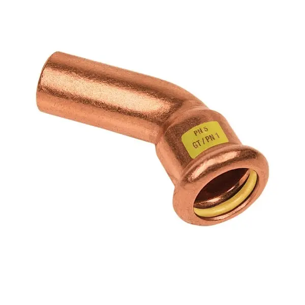 Beperkte Voorraad Bonfix Press Insteekbocht 45° - Gas - Pers - Roodkoper - 22x22mm