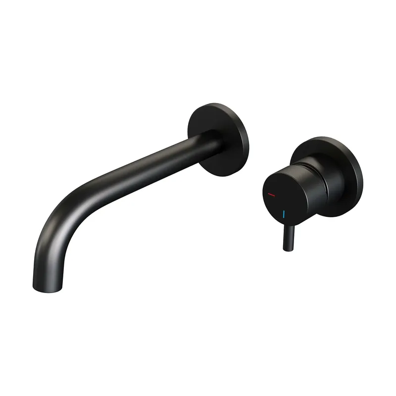 Brauer Black Edition Inbouw Wastafelmengkraan met Gebogen Uitloop & Rozetten - Model B1 - Hendel Rechts - Mat Zwart Finale Uitverkoop