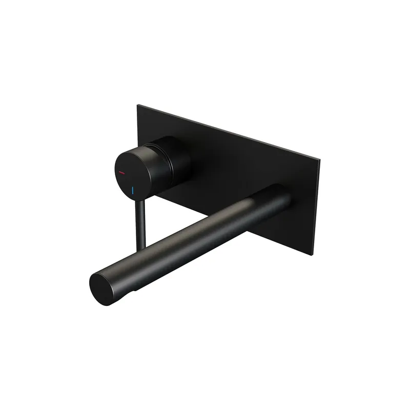Veilige Betaling Brauer Black Edition Inbouw Wastafelmengkraan met Rechte Uitloop & Afdekplaat - Model A2 - Hendel Links - Mat Zwart