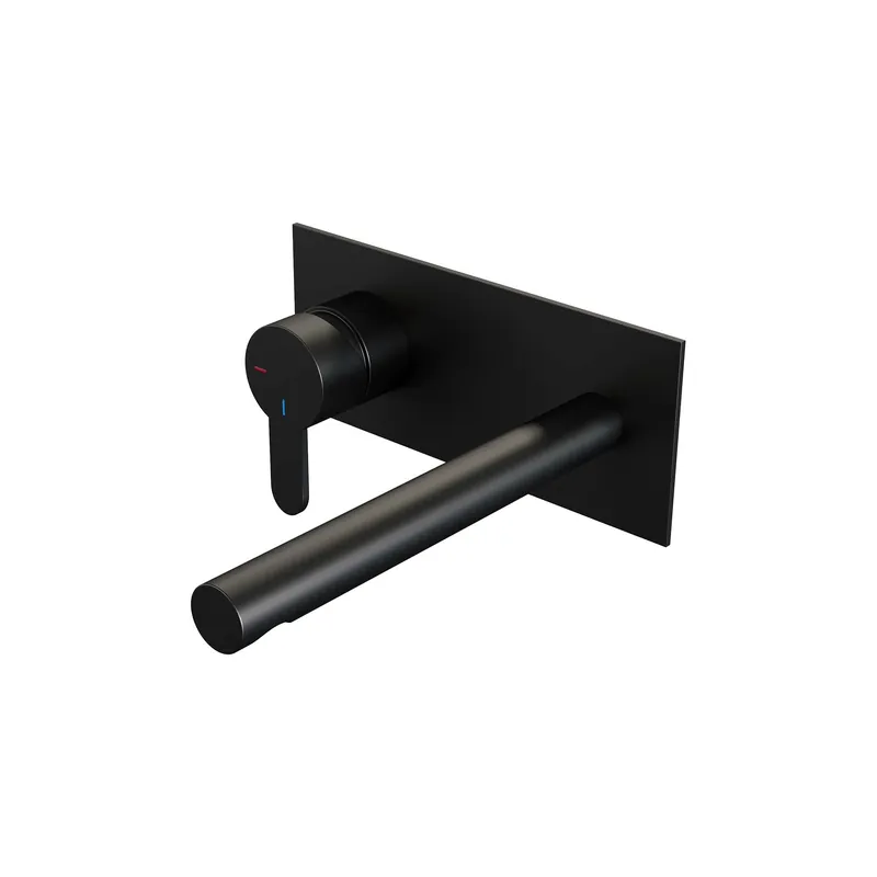 Dagaanbieding Brauer Black Edition Inbouw Wastafelmengkraan met Rechte Uitloop & Afdekplaat - Model D2 - Hendel Links - Mat Zwart