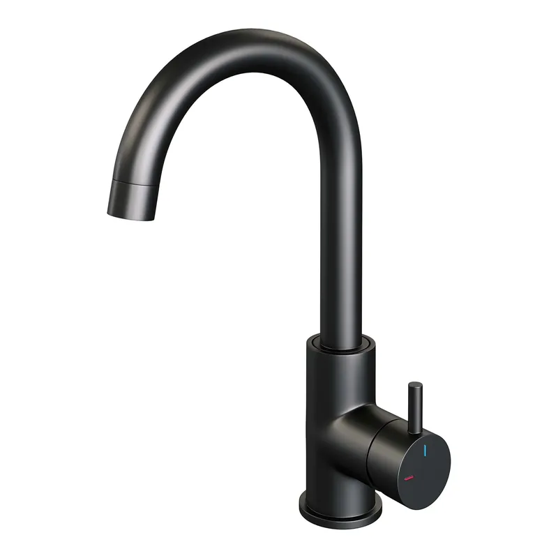 Brauer Black Edition Opbouw Wastafelmengkraan met Draaibare Uitloop - Rond - Hoog - Hendel Model B - Mat Zwart Shop Nu