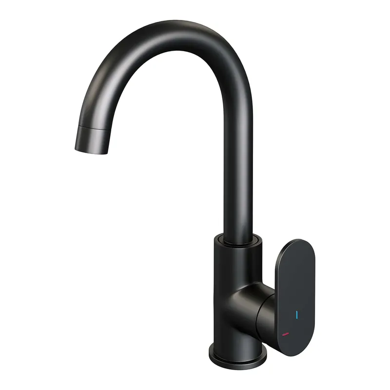 Finale Uitverkoop Brauer Black Edition Opbouw Wastafelmengkraan met Draaibare Uitloop - Rond - Hoog - Hendel Model C - Mat Zwart