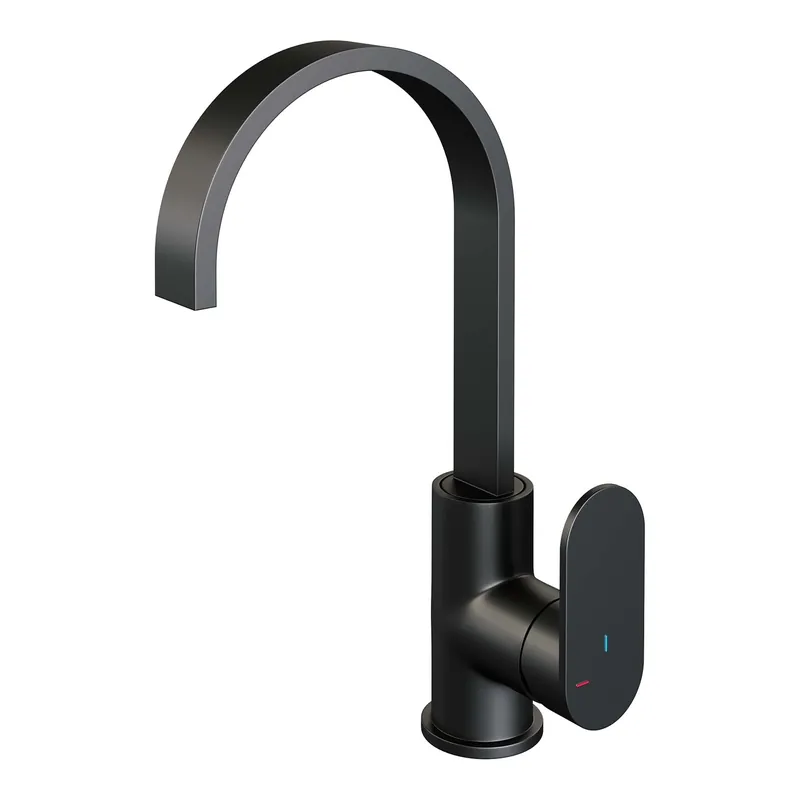 Brauer Black Edition Opbouw Wastafelmengkraan met Draaibare Uitloop - Plat - Hoog - Hendel Model C - Mat Zwart Korting