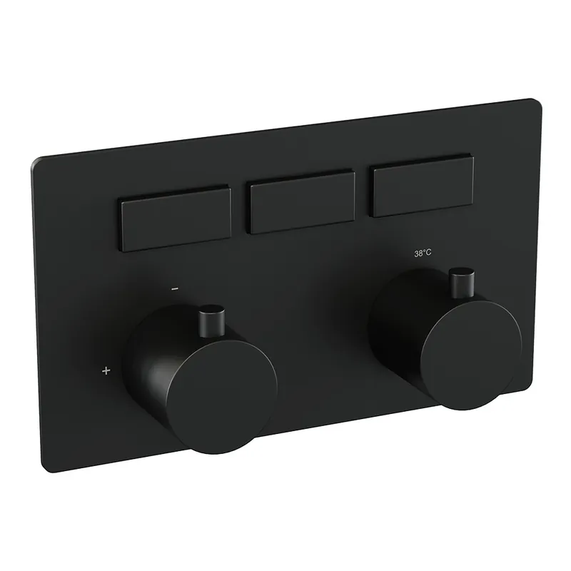 Beste Prijs Brauer Black Edition Thermostatisch Inbouwkraan met 3-Weg Omstel - 3 Drukknoppen & 2 Geribbeld Draaiknoppen - Mat Zwart