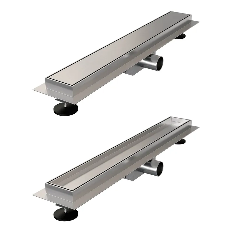 Brauer Brushed Edition Douchegoot met Multifunctioneel Tegelinlegrooster, Vloerflens en Zijuitloop - 50cm - PVD - Geborsteld RVS Nieuw