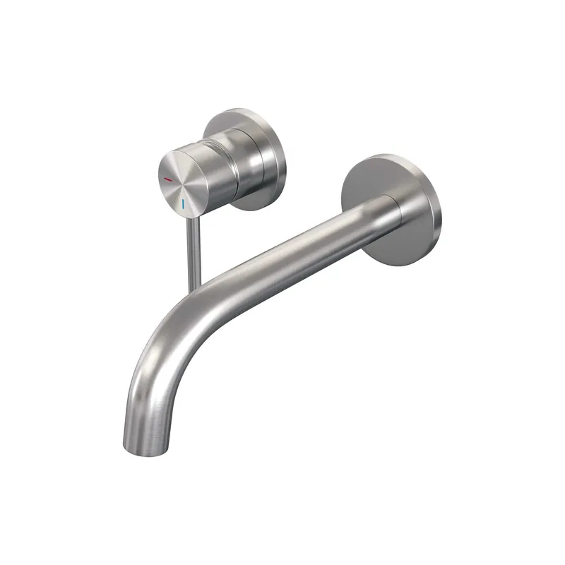Hete Deal Brauer Brushed Edition Inbouw Wastafelmengkraan met Gebogen Uitloop & Rozetten - Model A2 - Hendel Links - PVD - Geborsteld RVS