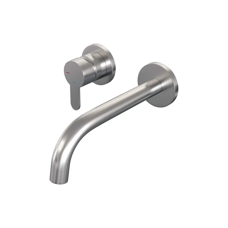 Brauer Brushed Edition Inbouw Wastafelmengkraan met Gebogen Uitloop & Rozetten - Model D2 - Hendel Links - PVD - Geborsteld RVS Hete Deal