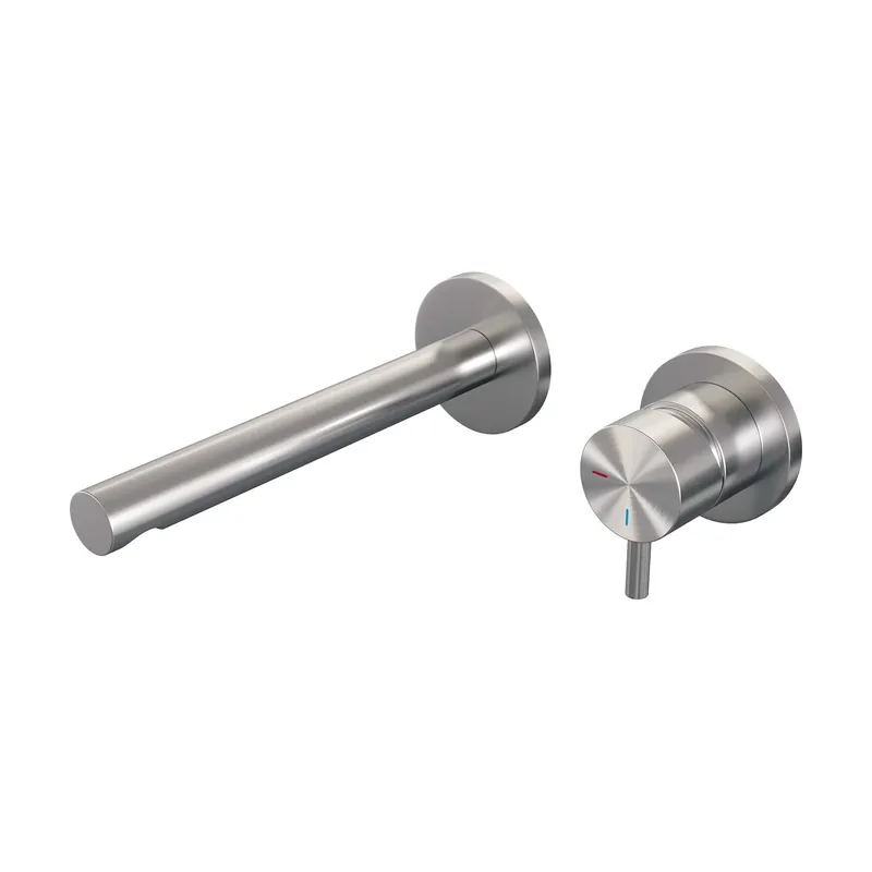 Brauer Brushed Edition Inbouw Wastafelmengkraan met Rechte Uitloop & Rozetten - Model B1 - Hendel Rechts - PVD - Geborsteld RVS Alleen Vandaag