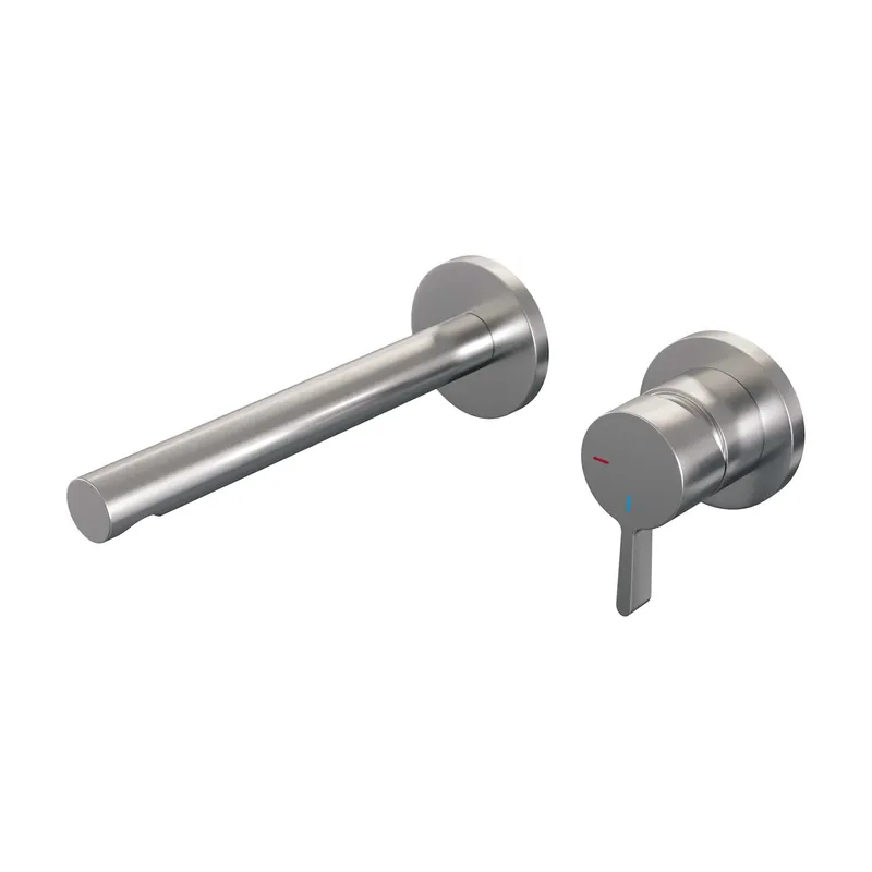 Brauer Brushed Edition Inbouw Wastafelmengkraan met Rechte Uitloop & Rozetten - Model E1 - Hendel Rechts - PVD - Geborsteld RVS Lage Kosten