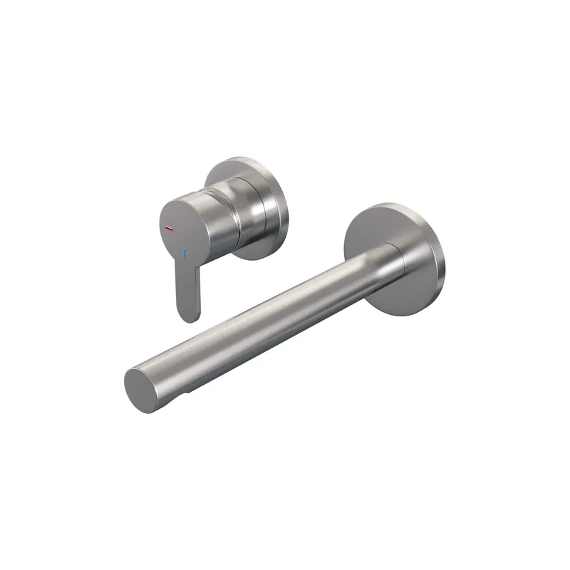 Merkproduct Brauer Brushed Edition Inbouw Wastafelmengkraan met Rechte Uitloop & Rozetten - Model D2 - Hendel Links - PVD - Geborsteld RVS