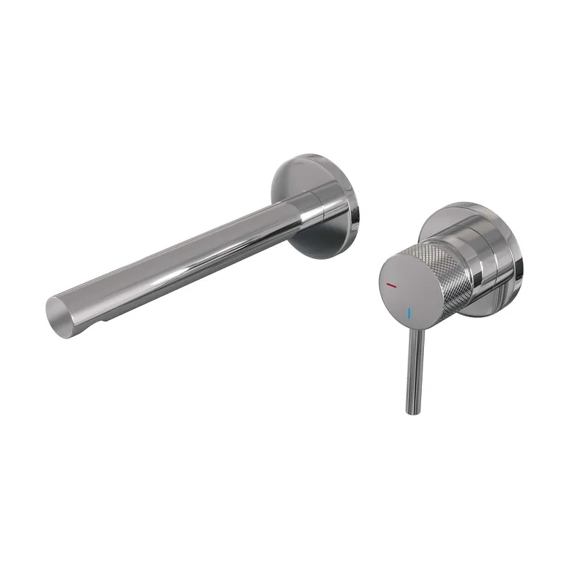 Brauer Chrome Carving Inbouw Wastafelmengkraan met Rechte Uitloop & Rozetten - Model A1 - Geribbeld Hendel Rechts - Chroom Gratis Retour