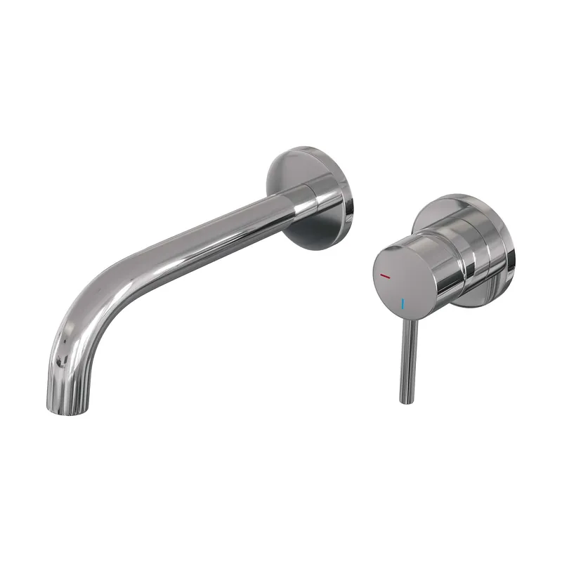 Brauer Chrome Edition Inbouw Wastafelmengkraan met Gebogen Uitloop & Rozetten - Model A1 - Hendel Rechts - Chroom Laatste Versie