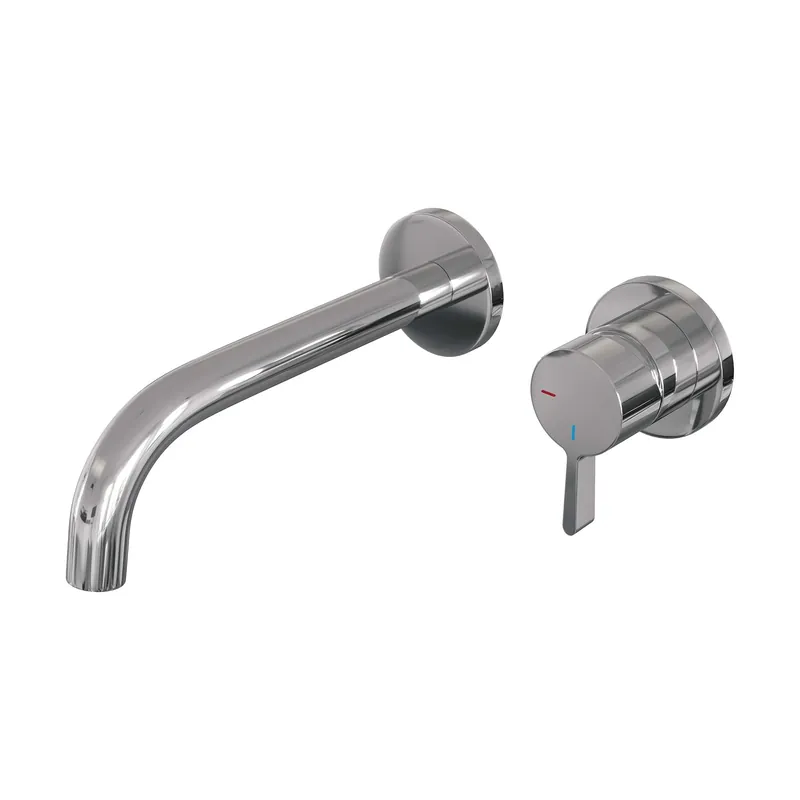 Brauer Chrome Edition Inbouw Wastafelmengkraan met Gebogen Uitloop & Rozetten - Model E1 - Hendel Rechts - Chroom Aanbieding
