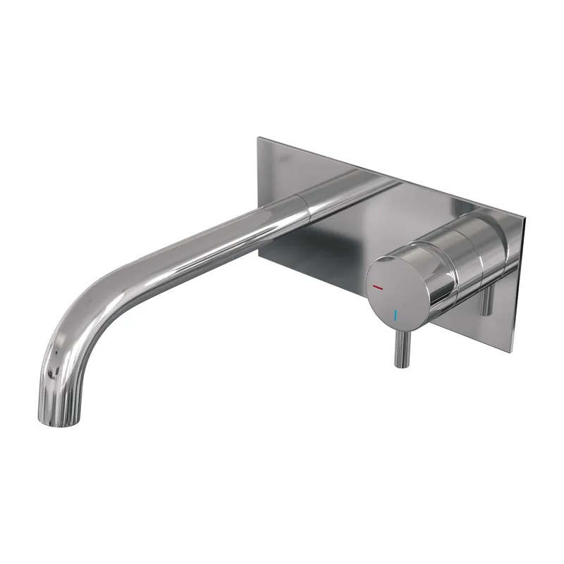 Brauer Chrome Edition Inbouw Wastafelmengkraan met Gebogen Uitloop & Afdekplaat - Model B1 - Hendel Rechts - Chroom Express Levering
