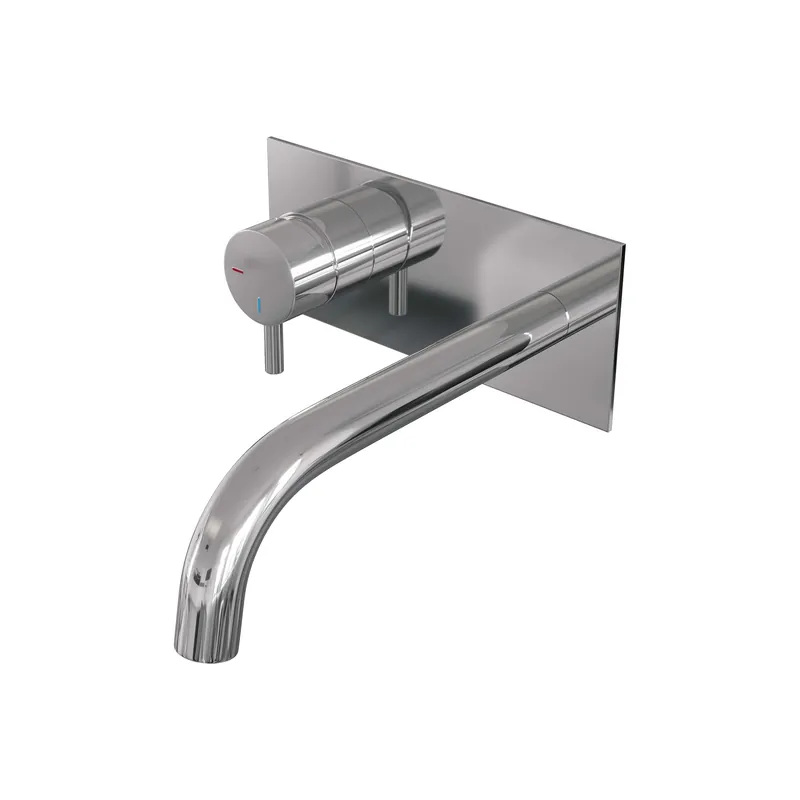 Actieprijs Brauer Chrome Edition Inbouw Wastafelmengkraan met Gebogen Uitloop & Afdekplaat - Model B2 - Hendel Links - Chroom