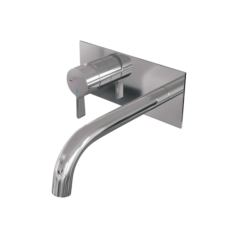 Brauer Chrome Edition Inbouw Wastafelmengkraan met Gebogen Uitloop & Afdekplaat - Model E2 - Hendel Links - Chroom Laatste Kans