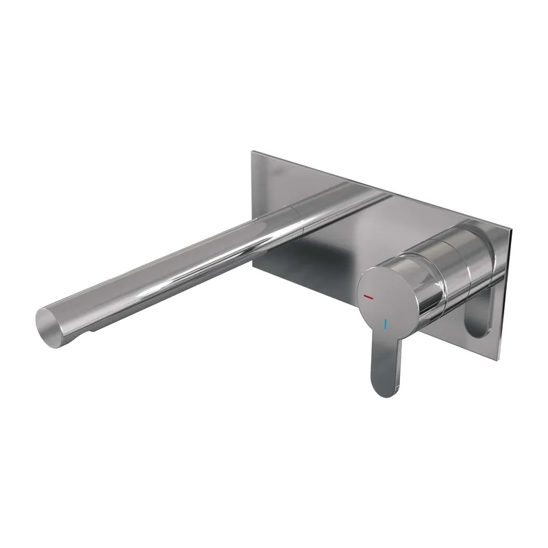 Goedkoop Brauer Chrome Edition Inbouw Wastafelmengkraan met Rechte Uitloop & Afdekplaat - Model D1 - Hendel Rechts - Chroom