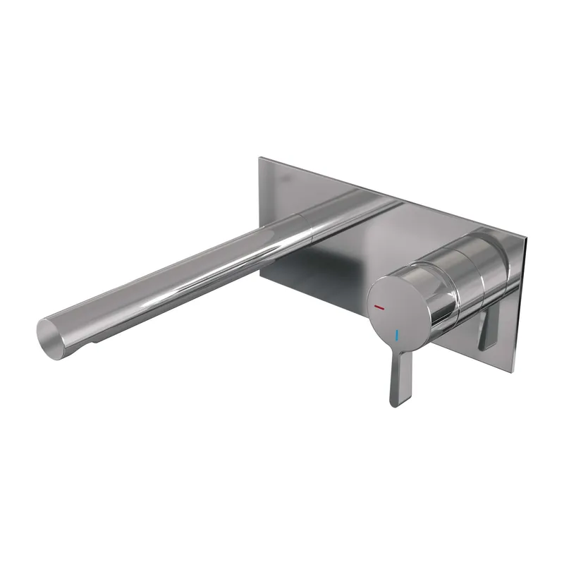 Beste Prijs Brauer Chrome Edition Inbouw Wastafelmengkraan met Rechte Uitloop & Afdekplaat - Model E1 - Hendel Rechts - Chroom
