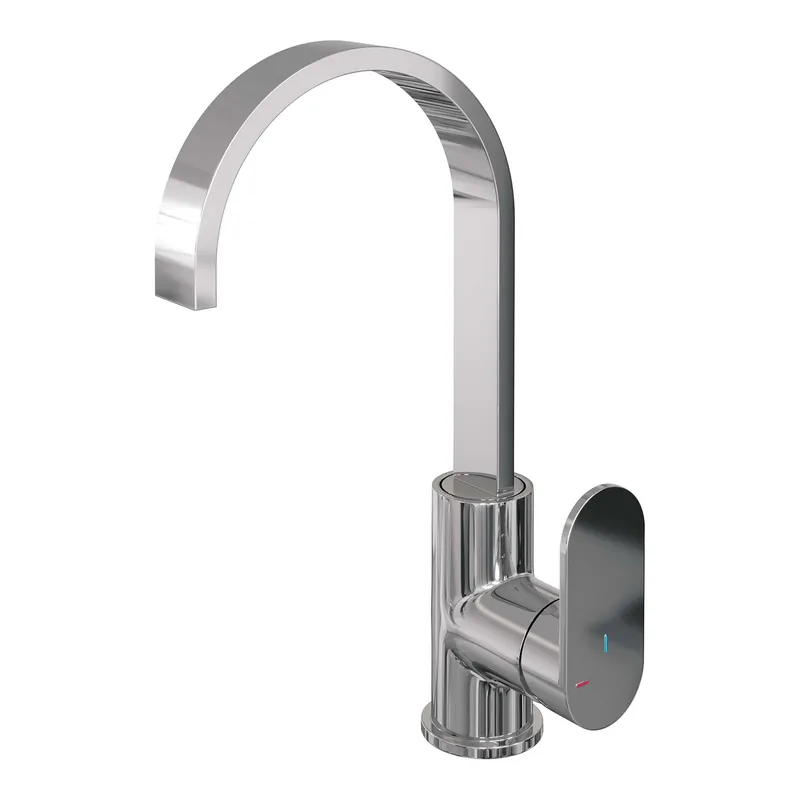 Brauer Chrome Edition Opbouw Wastafelmengkraan met Draaibare Uitloop - Plat - Hoog - Hendel Model C - Chroom Actieprijs