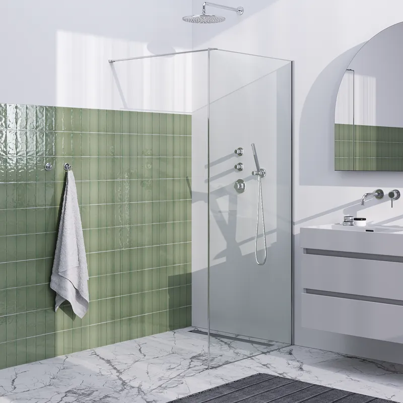 Brauer Chrome Frame - Inloopdouche - 8mm Helder Glaswand met Frame - 90x200cm - Muurprofiel & Stabilisatiestang - Chroom Dagaanbieding