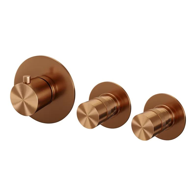 Brauer Copper Edition Inbouw Thermostaat met Stopkranen - Draaiknoppen - PVD - Geborsteld Koper Gereduceerde Prijs