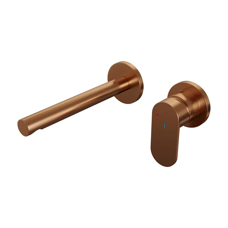 Brauer Copper Edition Inbouw Wastafelmengkraan met Rechte Uitloop & Rozetten - Model C1 - Hendel Rechts - PVD - Geborsteld Koper Flitsaanbieding